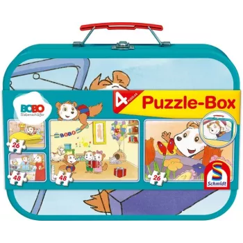Bobo Siebenschläfer Puzzle-Box in metal case (2x 26 Pieces, 2x 48 Pieces)