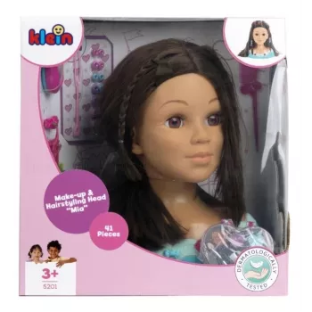 KLEIN Styling Head Klein Mia 5201 with realistic hair and accessories for hairstyling practice