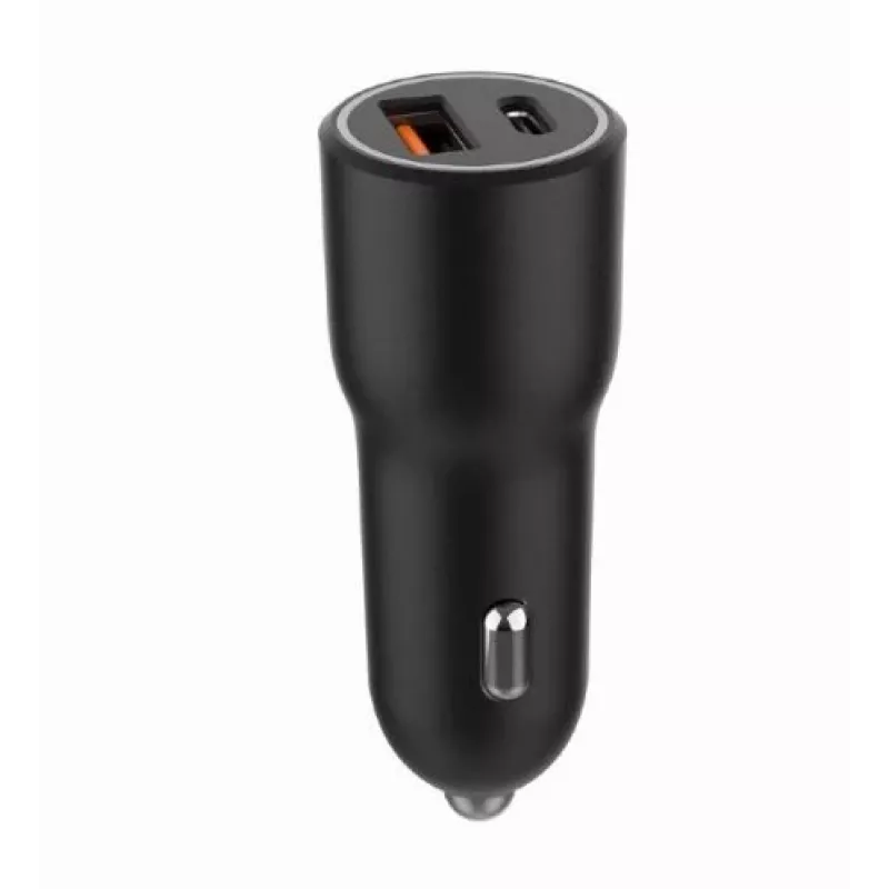 Car mobile device charger Gembird TA-UC-AC2PDQC38-CAR-01, USB-C, 38W, 12–24V, black
