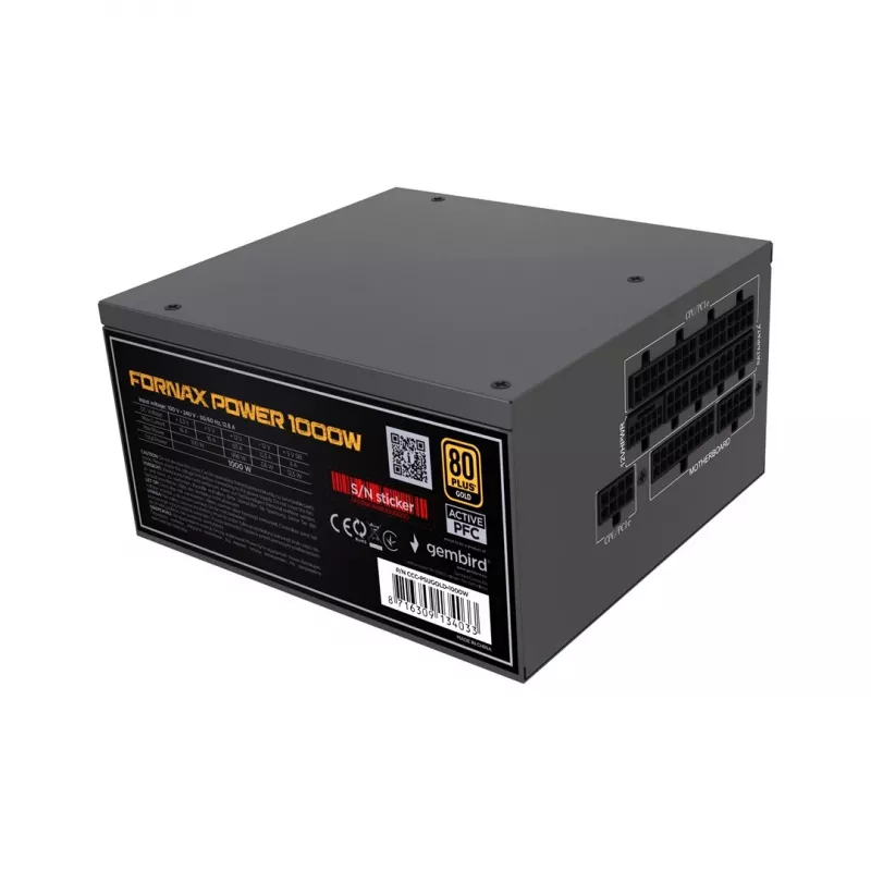 Gembird CCC-PSUGOLD-1000W Power supply unit Fornax Power 1000W active PFC 12cm fan 80+Gold
