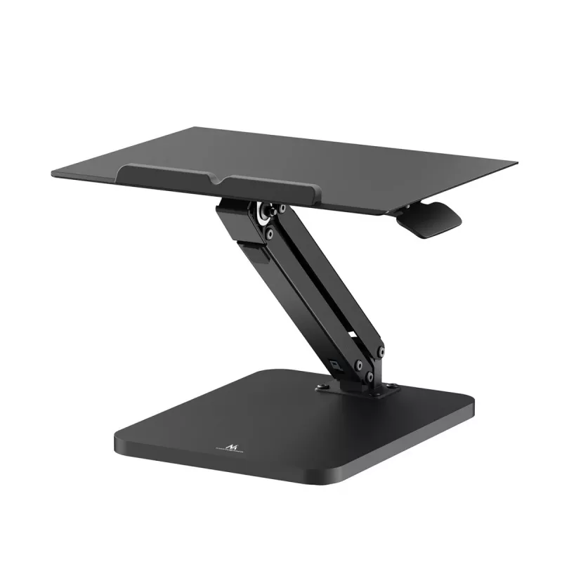 Maclean desk stand for monitor or laptop, gas spring, for standing and sitting work, black, MC-493