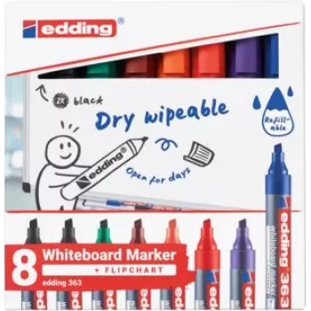 Whiteboard marker Edding 4-363-8-S2999, assorted colors, 1–5 mm tip, pack of 8