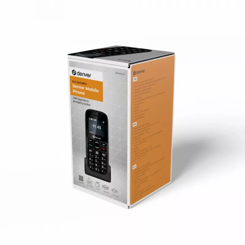 Mobile phone DENVER BAS-18500MEB 1.77 inch Dual SIM, 2G, 128x160, 800 mAh, Black