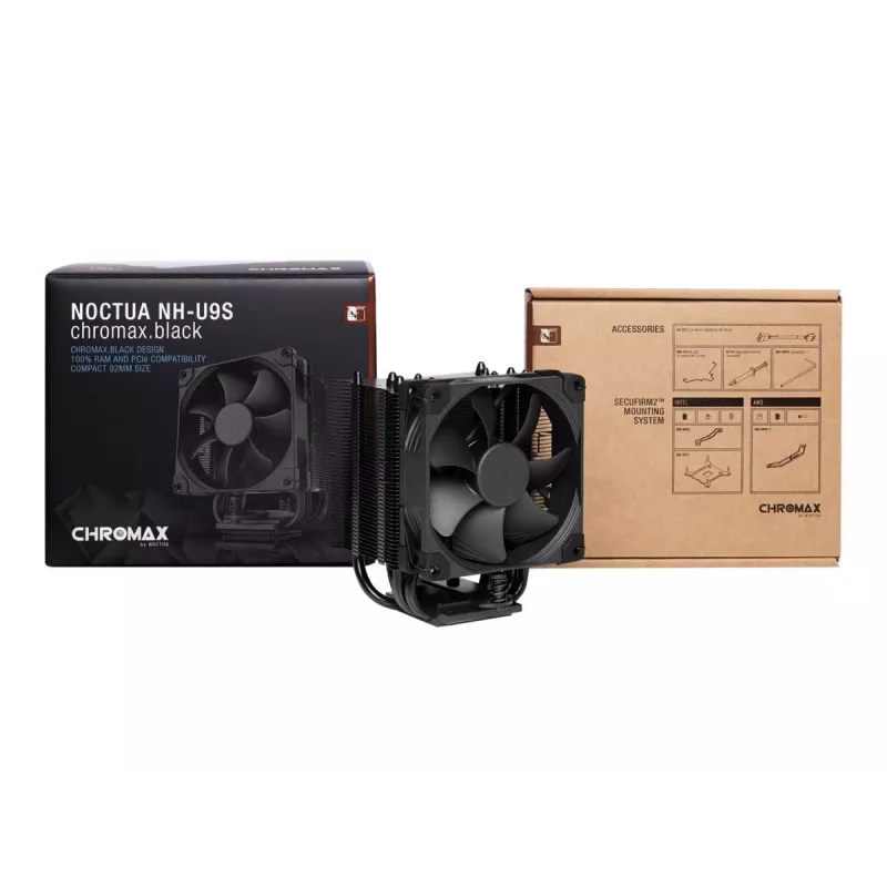 CPU air cooler Noctua NH-U9S chromax.black — 92 mm fan, 5 heat pipes, 12 V, SSO bearing, LGA 2066 compatible