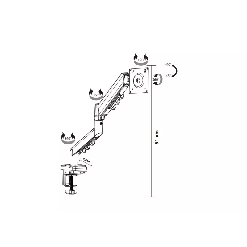 Monitor mount gas spring TB MG3 for up to 26-inch screens, max 10 kg, VESA 100x100