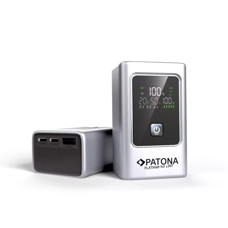 PATONA Platinum Powerbank Luxury One PD35 | 10000mAh | PD 35W | USB-C + USB-A Silver, Black