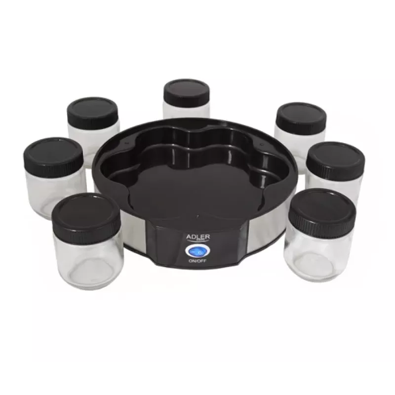 Yogurt maker Adler AD 4476 — 7 pots, 42°C, 20 W, grey/black/transparent