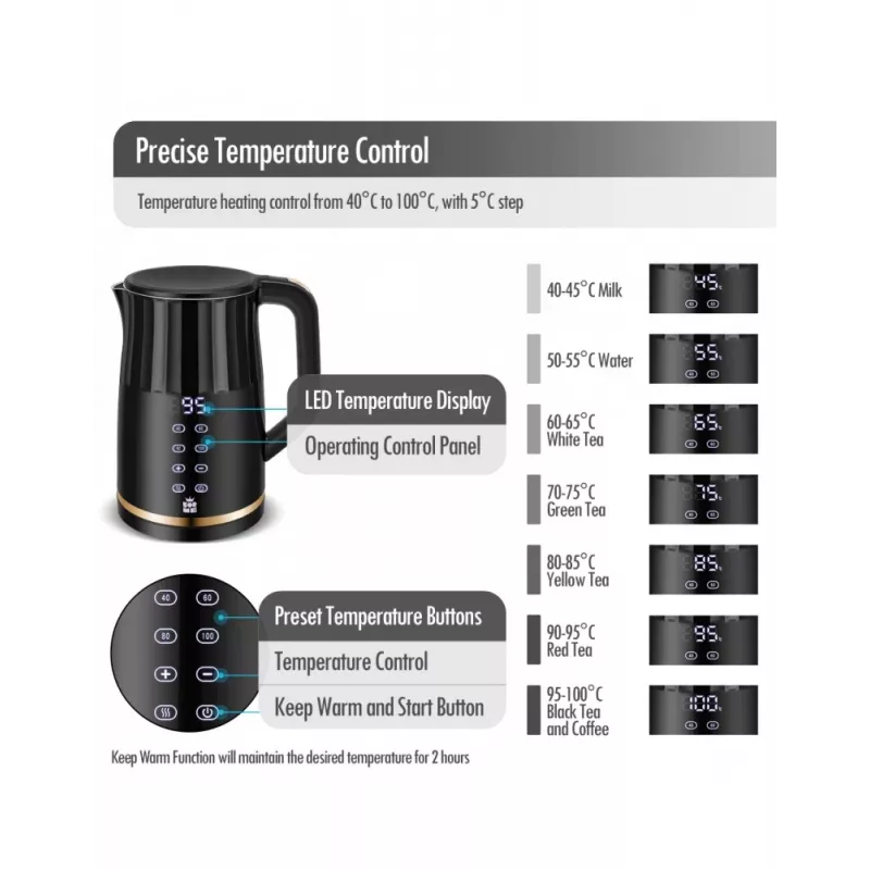 Electric kettle Forme FKG-3017 1.7L 2200W Black