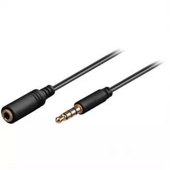 Wentronic Goobay 3,5mm-jack-Extension Cable, Black, 1.5 m - jack 3,5 mm-Plug (4-Pin, Stereo) > jack 3,5 mm-Socket (4-Pin, Stereo) (62478)