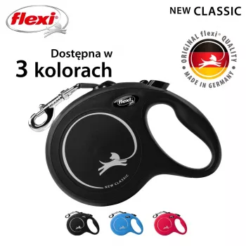 Retractable dog leash Flexi New Classic L 5 m Black – cord, for large breeds (25–45 kg), max load 50 kg