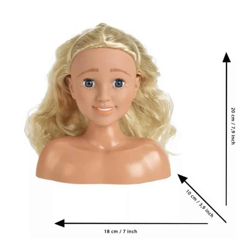 Combing and Styling Head KLEIN Sara 5205 with Realistic Features — doll accessory for hair practice