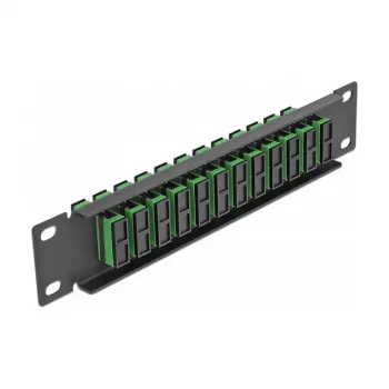Fiber Optic Patch Panel DeLOCK 10 inch 12 Port SC Duplex green 1U black