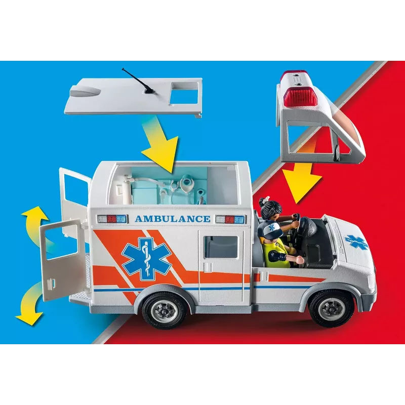 Toy ambulance vehicle PLAYMOBIL 71232 — multicolour, for ages 4–10, AAA battery