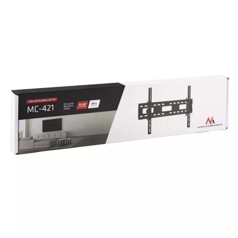 Maclean TV MC-421 Wall Mount Bracket 32 -90 VESA 600x400 80kg Tilting Universal Adjustable Spirit Level Accessories Flat Slim