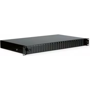 19 inch splice box VALUE 21.99.0649 — 1U, 24× SC-DX LC-Quad, black
