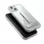 Protective case GUAN for Apple iPhone 16 Plus — 10H tempered glass back with integrated kickstand, transparent silver