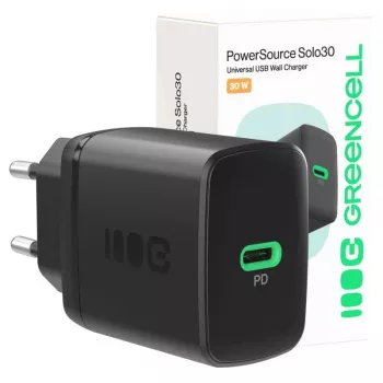 Power adapter Green Cell PowerSource Solo30 30W Black — USB-C single‑port charger