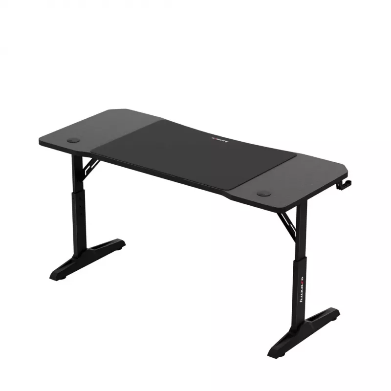 Gaming desk huzaro Hero 3.6 — rectangular 1400×600 mm, height adjustable 560–790 mm, black, H-legs, 15 mm top