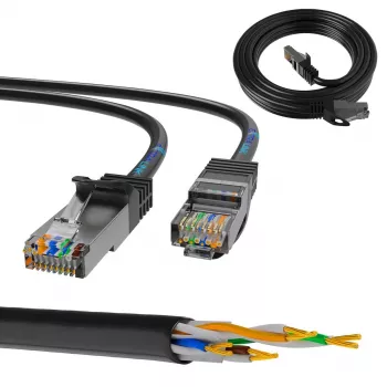 LAN patchcord Extralink Cat5e FTP 1 m, F/UTP shielded, RJ-45 to RJ-45, black