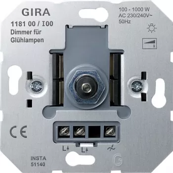 GIRA Dimmer 118100 Insert push/changeover Gl 100-1000 (118100)