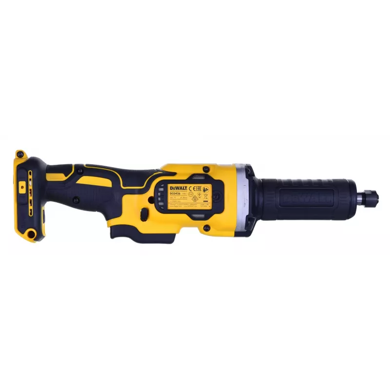 Straight die grinder DeWALT DCG426N-XJ, 18V battery, 5000–25000 RPM, collet Ø up to 6 mm, 760 W output, 1.19 kg