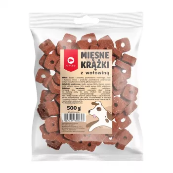 Dog treat MACED Meat Discs with Beef 500 g — complementary snack, 12% protein, 8% fat, 20% moisture