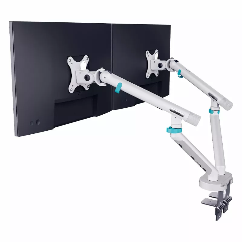 Monitor mount DIGITUS Dual design for 2×35 inch screens, clamp, 2×10 kg, VESA 75–100, tilt -45–90°