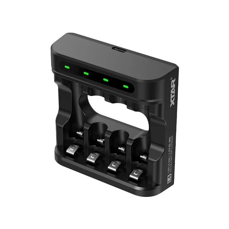 Battery charger XTAR 4-slot for AA/AAA (Li-ion, NiMH) USB-C, LED indicators, black