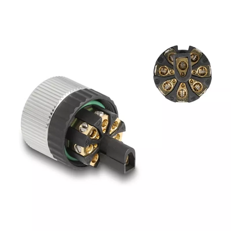 M12 Connector A-coded 8 pin female DeLOCK 60538 screw connection