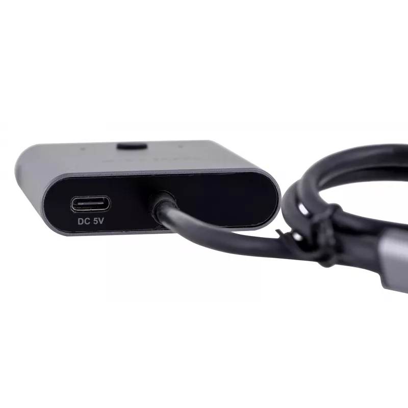 Docking station Unitek D1078A — USB-C hub, 2x USB-C input, 1x USB-C output, 100 W PD, 4K support, 3480×2160 max, grey