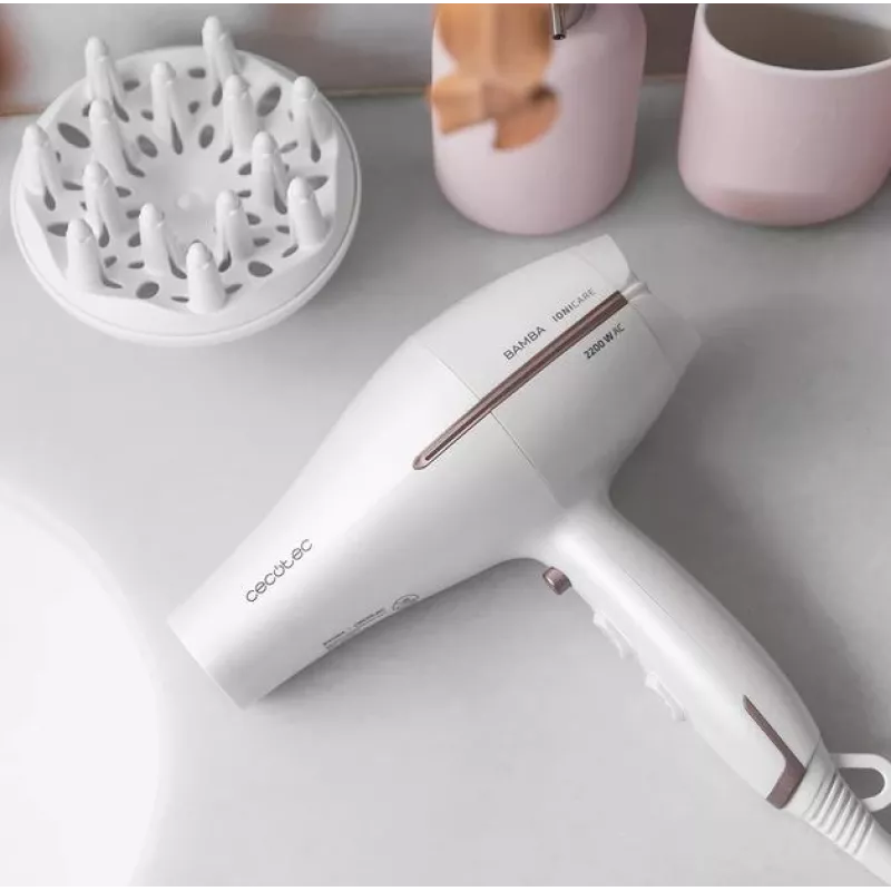 Cecotec Hair Dryer | IoniCare 5300 Maxi Aura | 2200 W | Number of temperature settings 3 | Ionic function | Diffuser nozzle | White