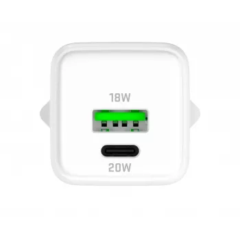 USB C/A mains charger YENKEE YAC G38 20W 3A Power Delivery (USB‑C and USB‑A)