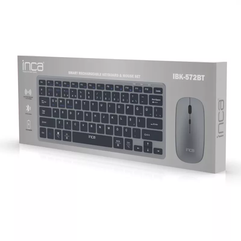 INCA IBK-572BT wireless keyboard and mouse set, grey