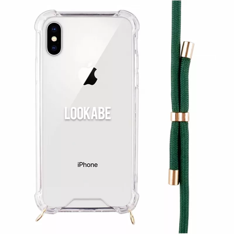 Phone necklace case Lookabe for iPhone X / Xs — gold with green strap