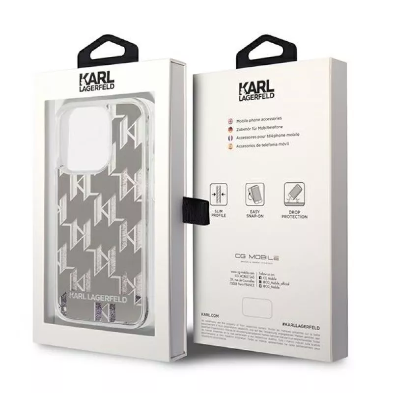 Karl Lagerfeld KLHCP14XLMNMS iPhone 14 Pro Max 6.7 hardcase silver / silver Liquid Glitter Monogram