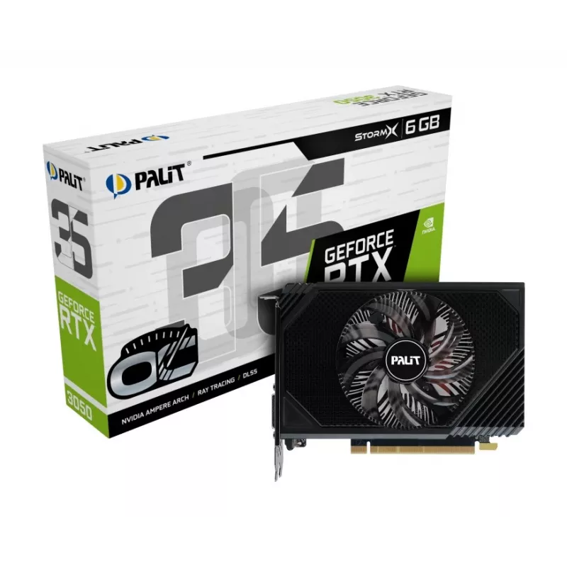 Graphics card PALIT GeForce RTX 3050 StormX OC — 6 GB GDDR6, 96-bit, PCIe 4.0, active cooling