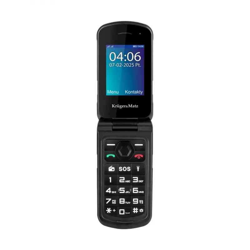Flip phone Kruger & Matz Iron 5 Flip KM0466 — Dual SIM, 2.4 inch display, IP68/IP69K, 1200 mAh