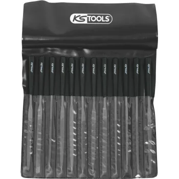 Needle File Set ks tools 140.3050 — 12-piece set with plastic handles