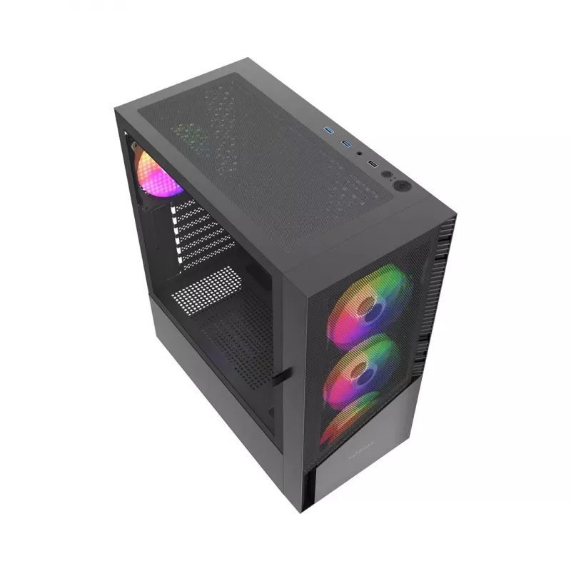 PC Case GEMBIRD Fornax 4300 Midi Tower ATX, tempered glass, 2x3.5 inch bays, 3x2.5 inch bays, ARGB fans support, USB 3.2 Gen1