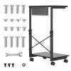 MACLEAN RS430 Mobile CPU Trolley Stand with NanoRS Shelf, 80kg Capacity, Adjustable Height 550-850mm, Black