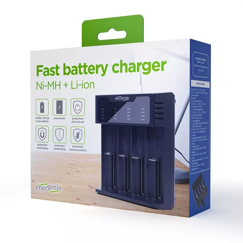 Battery Charger Gembird BC-USB-02 USB Lithium-Ion NiCd NiMH