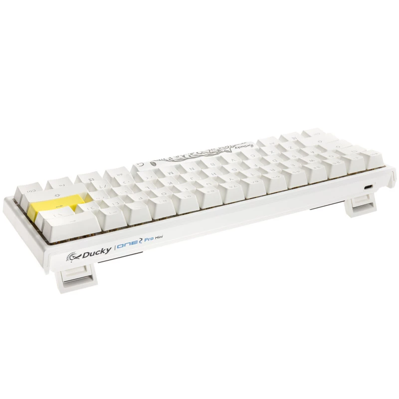 Ducky One 2 Pro Mini White Edition Gaming Keyboard, RGB LED - Gateron Yellow (US) (DKON2061ST-GUSPDWWTY2)
