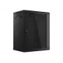 Lanberg WF01-6415-10B Wall-Mounted Rack Cabinet 19 inch 15U 600x450mm Black with Glass Door