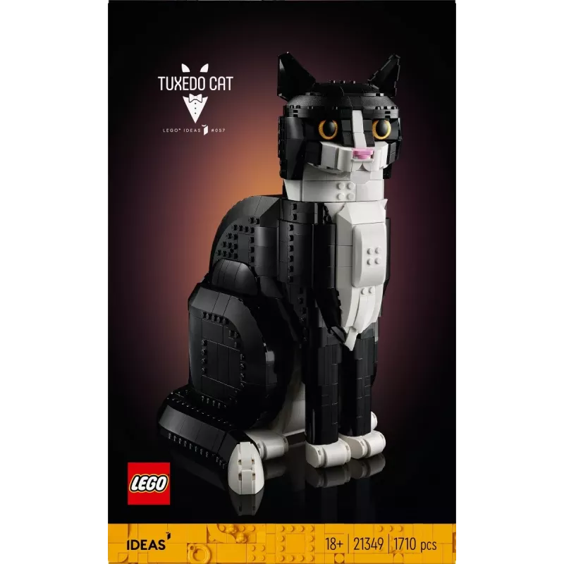 LEGO set Ideas 21349 Tuxedo Cat building kit — collectible brick model, display piece
