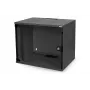 DIGITUS SOHO 7U Wall Mount Rack Cabinet 19 inch 540x400x370 mm Black Glass Door Flat-Packed