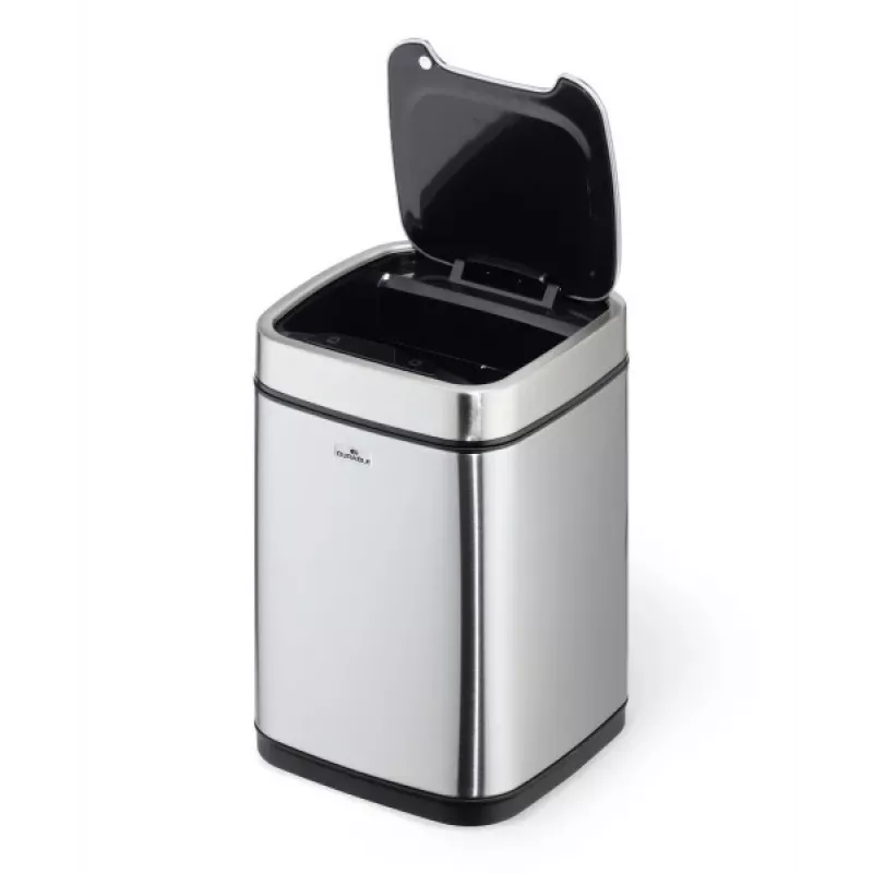 Trash Can Durable NO TOUCH 6L Rectangular Stainless Steel Silver Black