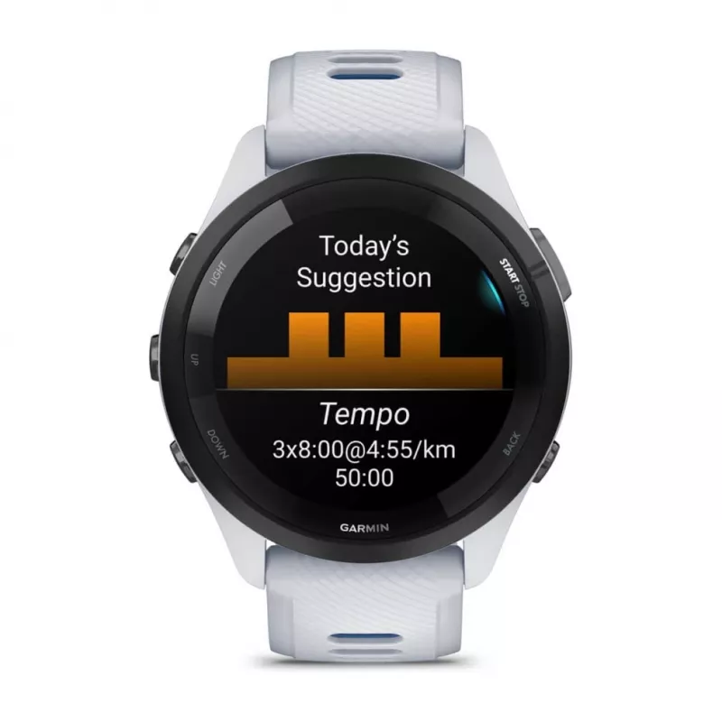 Smartwatch GARMIN Forerunner 265 — 46 mm GFRP case, AMOLED 1.3 inch, GPS/GLONASS/Galileo, 15-day battery, 5 ATM, silicone band