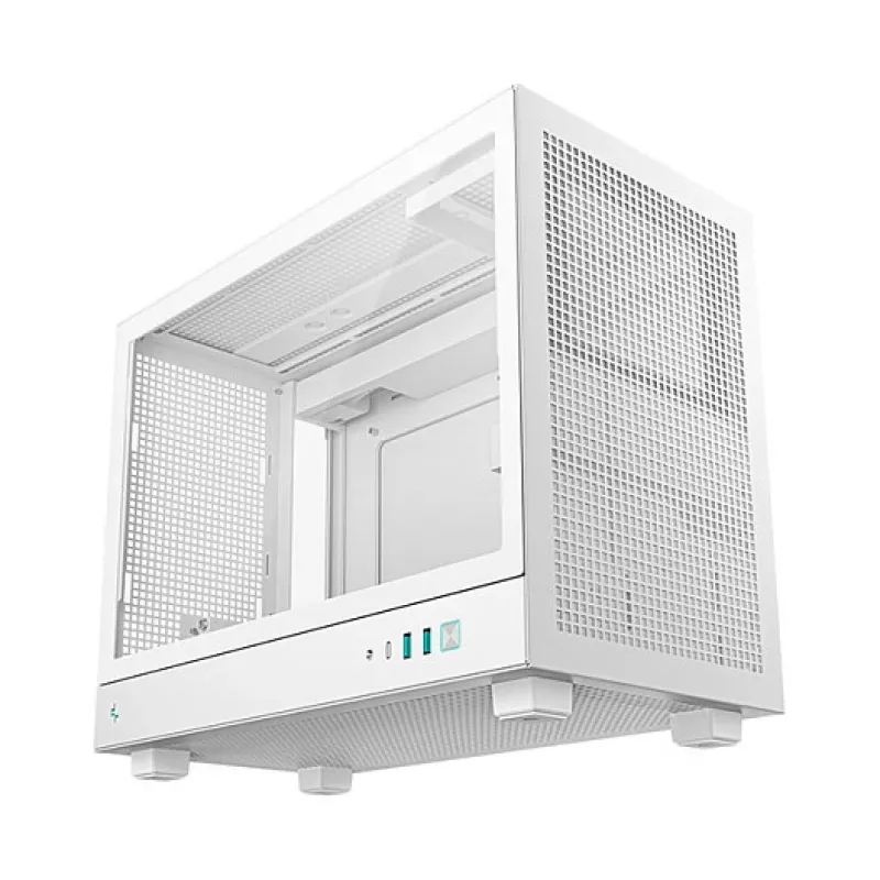 Computer case DeepCool CH160 PLUS WH Small Form Factor white, microATX, tempered glass, USB-C