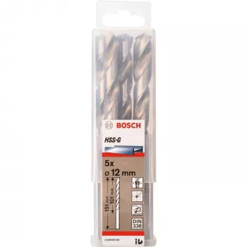 Drill Bit Set Bosch HSS-G 12 mm, 5 pcs, working length 101 mm