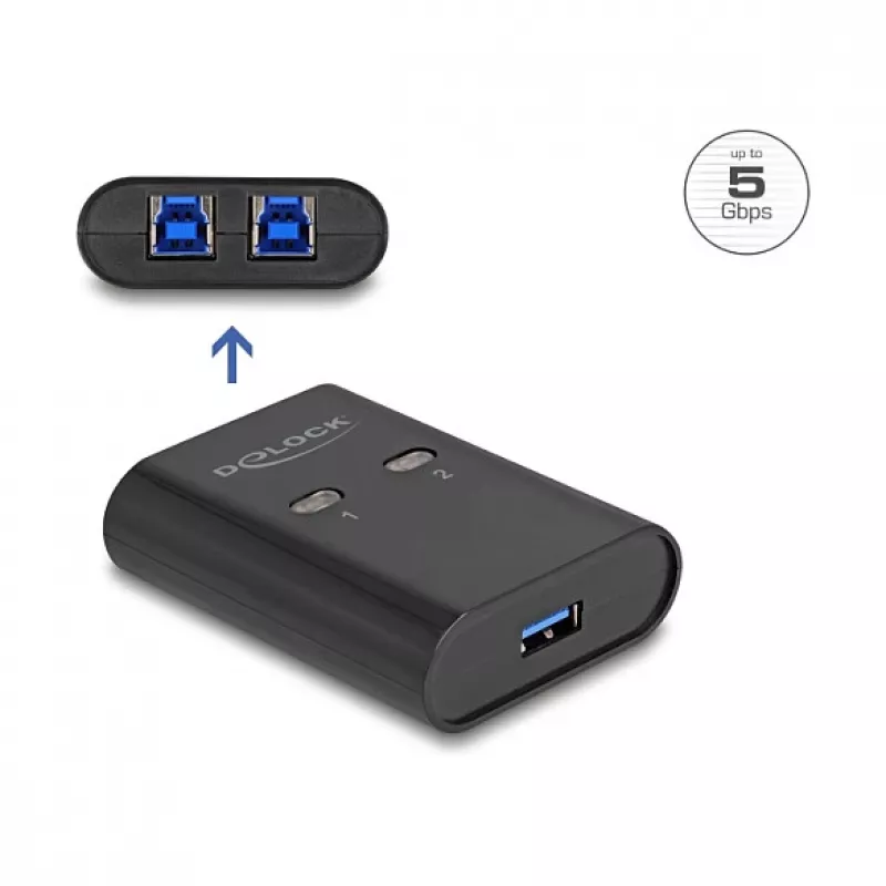 DeLOCK USB Switch 2 PC to 1 Device 5 Gbps Black